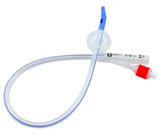 Catetere Foley in silicone trasparente, con palloncino e raccordo colorato